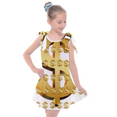 Dollar Money Gold Finance Sign Kids  Tie Up Tunic Dress by Mariart