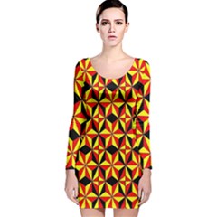 Geo Pattern 1 Long Sleeve Velvet Bodycon Dress by ArtworkByPatrick