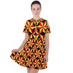 Geo Pattern 1 Short Sleeve Shoulder Cut Out Dress  by ArtworkByPatrick