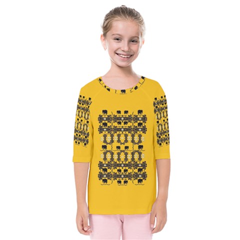 Jungle Elephants Kids  Quarter Sleeve Raglan Tee by pepitasart