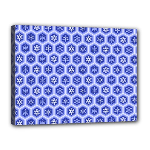 Hexagonal Pattern Unidirectional Blue Canvas 16  X 12  (stretched) by Mariart