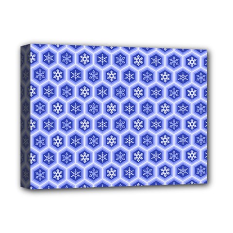 Hexagonal Pattern Unidirectional Blue Deluxe Canvas 16  X 12  (stretched)  by Mariart