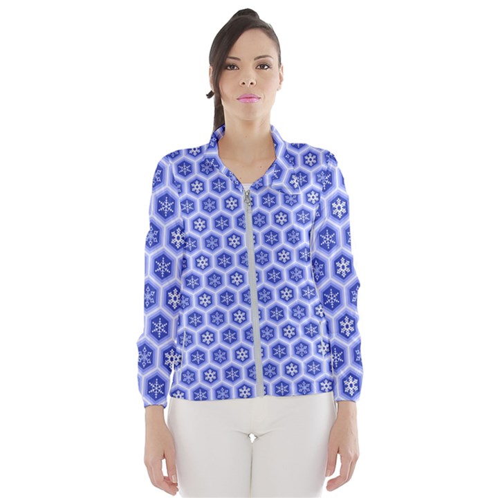 Hexagonal Pattern Unidirectional Blue Women s Windbreaker