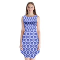 Hexagonal Pattern Unidirectional Blue Sleeveless Chiffon Dress   by Mariart