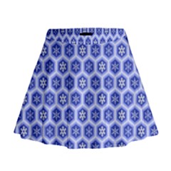 Hexagonal Pattern Unidirectional Blue Mini Flare Skirt by Mariart