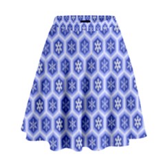 Hexagonal Pattern Unidirectional Blue High Waist Skirt by Mariart