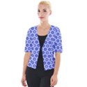 Hexagonal Pattern Unidirectional Blue Cropped Button Cardigan View1