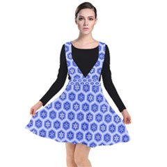 Hexagonal Pattern Unidirectional Blue Plunge Pinafore Dress by Mariart