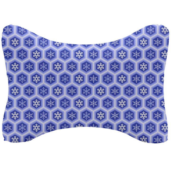 Hexagonal Pattern Unidirectional Blue Seat Head Rest Cushion