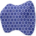 Hexagonal Pattern Unidirectional Blue Velour Head Support Cushion View4