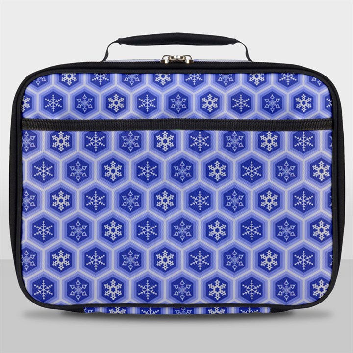 Hexagonal Pattern Unidirectional Blue Full Print Lunch Bag