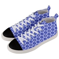 Hexagonal Pattern Unidirectional Blue Men s Mid-top Canvas Sneakers by Mariart