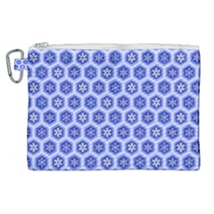 Hexagonal Pattern Unidirectional Blue Canvas Cosmetic Bag (xl)