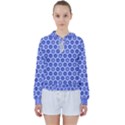 Hexagonal Pattern Unidirectional Blue Women s Tie Up Sweat View1