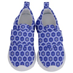 Hexagonal Pattern Unidirectional Blue Kids  Velcro No Lace Shoes by Mariart