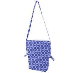 Hexagonal Pattern Unidirectional Blue Folding Shoulder Bag