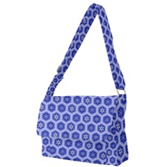 Hexagonal Pattern Unidirectional Blue Full Print Messenger Bag