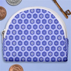 Hexagonal Pattern Unidirectional Blue Horseshoe Style Canvas Pouch by Mariart