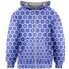 Hexagonal Pattern Unidirectional Blue Kids  Zipper Hoodie Without Drawstring