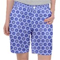 Hexagonal Pattern Unidirectional Blue Pocket Shorts View1