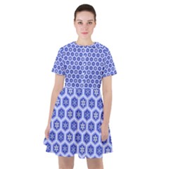 Hexagonal Pattern Unidirectional Blue Sailor Dress by Mariart