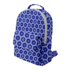 Hexagonal Pattern Unidirectional Blue Flap Pocket Backpack (large)