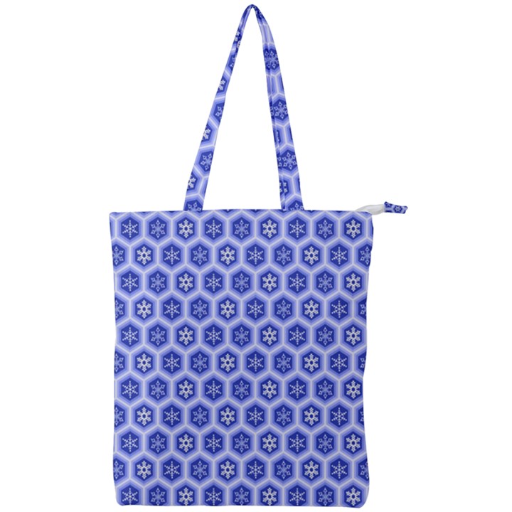 Hexagonal Pattern Unidirectional Blue Double Zip Up Tote Bag