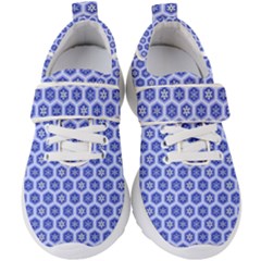 Hexagonal Pattern Unidirectional Blue Kids  Velcro Strap Shoes by Mariart