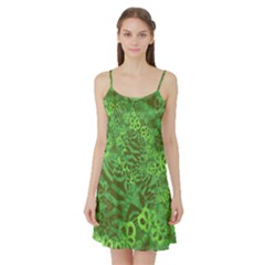 Playful Green Flora Zebra Stripes Print    Satin Night Slip by 1dsign