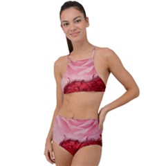 Elegant Floral Design, Wonderful Roses High Waist Tankini Set