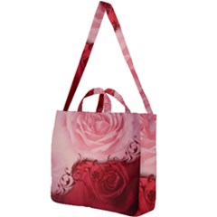 Elegant Floral Design, Wonderful Roses Square Shoulder Tote Bag by FantasyWorld7