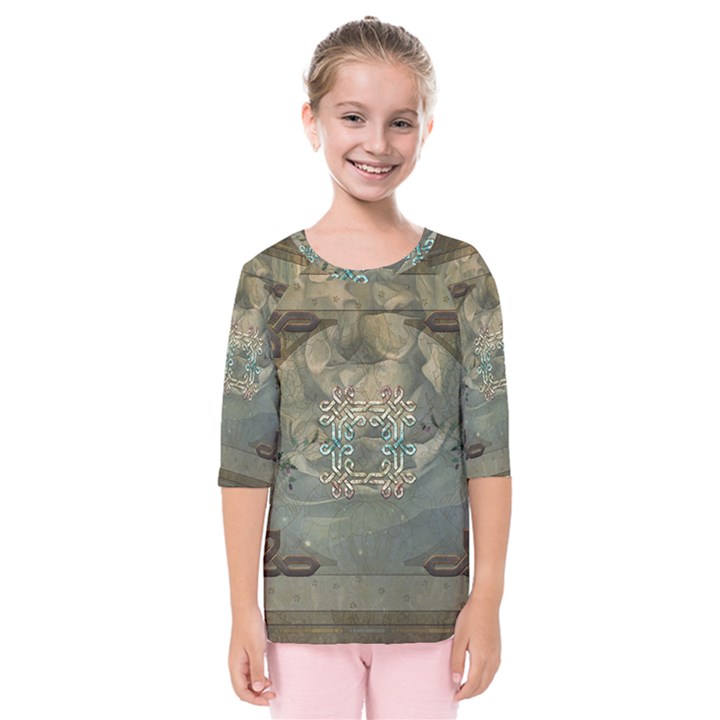 Celtic Knot On Vintage Background Kids  Quarter Sleeve Raglan Tee