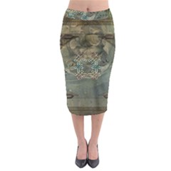 Celtic Knot On Vintage Background Midi Pencil Skirt by FantasyWorld7