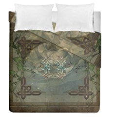 Celtic Knot On Vintage Background Duvet Cover Double Side (queen Size) by FantasyWorld7