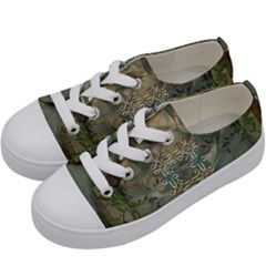 Celtic Knot On Vintage Background Kids  Low Top Canvas Sneakers by FantasyWorld7