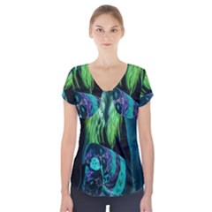 Digital Art Woman Body Part Photo Short Sleeve Front Detail Top by dflcprintsclothing