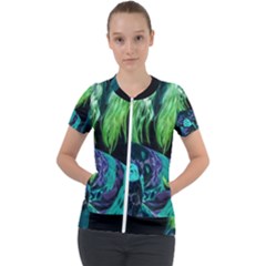 Digital Art Woman Body Part Photo Short Sleeve Zip Up Jacket