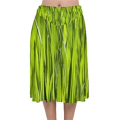 Agricultural Field   Velvet Flared Midi Skirt by rsooll