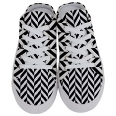 Black And White Herringbone Half Slippers