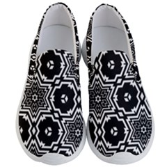 Black White Abstract Flower Men s Lightweight Slip Ons