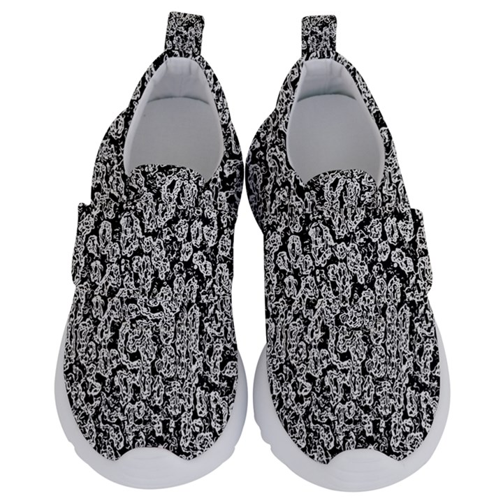 Black And White Abstract Kids  Velcro No Lace Shoes