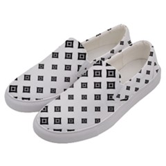 Black And White Tribal Men s Canvas Slip Ons by retrotoomoderndesigns