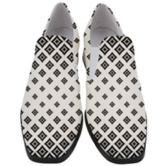 Black And White Tribal Slip On Heel Loafers by retrotoomoderndesigns