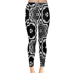 Black White Abstract Flower Inside Out Leggings