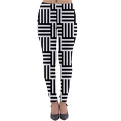 Black And White Basket Weave Lightweight Velour Leggings