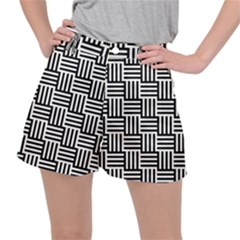 Black And White Basket Weave Stretch Ripstop Shorts