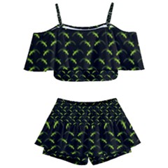 Geckos Pattern Kids  Off Shoulder Skirt Bikini