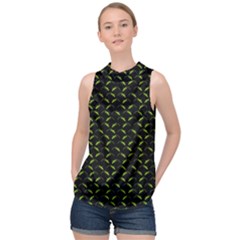 Geckos Pattern High Neck Satin Top