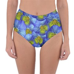 Flowers Pansy Background Purple Reversible High-waist Bikini Bottoms by Mariart