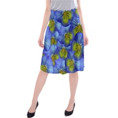 Flowers Pansy Background Purple Midi Beach Skirt by Mariart